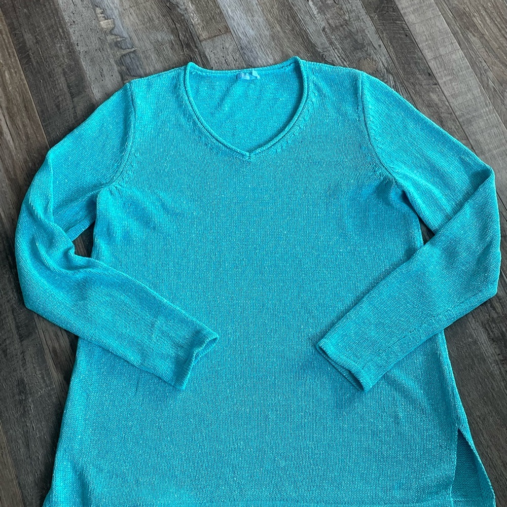 McLaughlin Callum Turquoise V-Neck Sweater